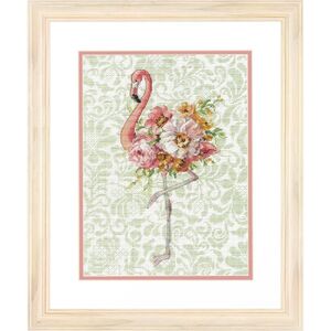 FLORAL FLAMINGO Counted Cross Stitch Kit 9" x 12" 70-35409
