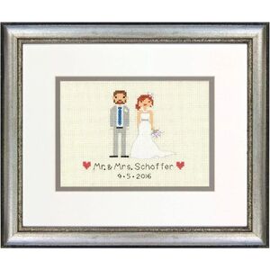 BRIDE & GROOM WEDDING RECORD Counted Cross Stitch Kit 5" x 7" (12.7cm x 17.7cm)