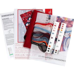 HOLIDAY PENGUINS Christmas Stocking Printed Needlepoint Kit, 40.6cm Long, 71-09158