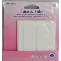 Hemline Fuse & Fold Iron-On Slotted Waist Band Interfacing 25mm x 3 metres