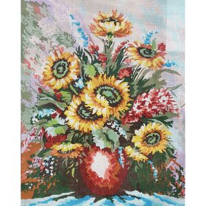 FLORAL VASE Tapestry Design Printed On Canvas #11461