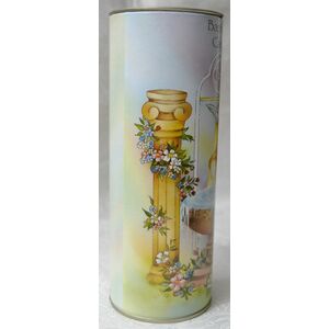 Baptism Pillar Candle In a Decorative Tin, 65 x 175mm, Candle 60mm Dia x 140mm