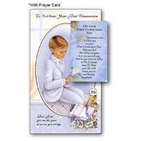First Communion Greeting Card & Laminated Prayer Card, BOY, 115 x 190mm