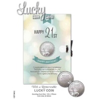Happy 21st Birthday Card & Lucky Coin, 115 x 170mm, Luck Coin 35mm, A Beautiful Gift