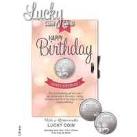 Happy Birthday Card & Lucky Coin, 115 x 170mm, Luck Coin 35mm, A Beautiful Gift