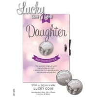Darling Daughter Card & Lucky Coin 115 x 170mm, Luck Coin 35mm, A Beautiful Gift