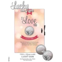 I Love You (Rose), Card & Lucky Coin, 115 x 170mm, Luck Coin 35mm, A Beautiful Gift