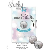 HOORAY, A Baby, Guardian Angel, Card & Lucky Coin, 115 x 170mm, Luck Coin 35mm