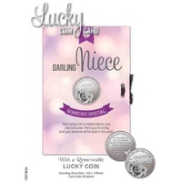 Darling Niece, Card & Lucky Coin, 115 x 170mm, Luck Coin 35mm, A Beautiful Gift