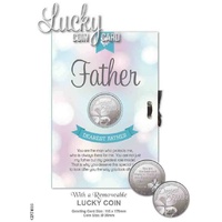 Dearest Father, Card & Lucky Coin, 115 x 170mm, Luck Coin 35mm, A Beautiful Gift