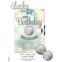 Happy Birthday, Card & Lucky Coin, 115 x 170mm, Luck Coin 35mm, A Beautiful Gift