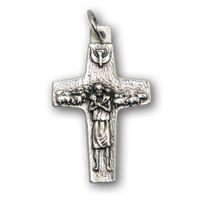 Pope Francis Good Shepherd Cross. Silver Oxide, Silver Tone 30mm Crucifix