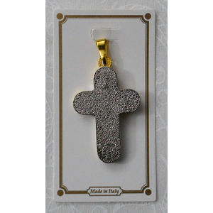 Bi-Colour Crucifix Pendant, 30 x 22mm, Gold and Silver Tone, Made in Italy