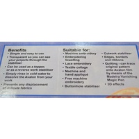 Madeira Avalon Wash Away Stabiliser (Solvy), 50cm x 100cm Transparent Stabiliser