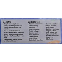 Madeira Avalon Wash Away Stabiliser (Solvy), 50cm x 25m Full Roll Transparent