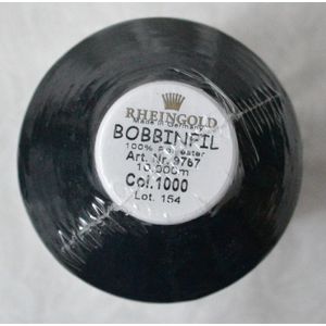 Madeira Bobbinfil 70, BLACK, 10,000M Cone, 100% Polyester, Rheingold German Made