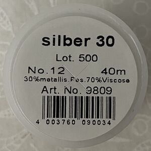 Madeira Metallic 12, Hand Embroidery Thread, 40m, 3ply Divisible, Colour SILVER 30