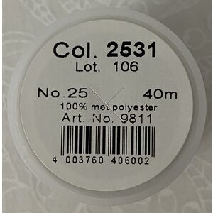 Madeira Metallic No.25 Hand Embroidery Thread, 40m colour 2531 SILVER (9811.2531)