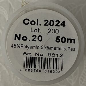 Madeira Metallic No.20 Hand Embroidery Thread, 50m Spool, Colour 2024, GOLD