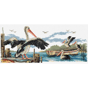 Fishing Trawlers & Pelicans Counted Cross Stitch Chart by Country Threads FJP-1005-15