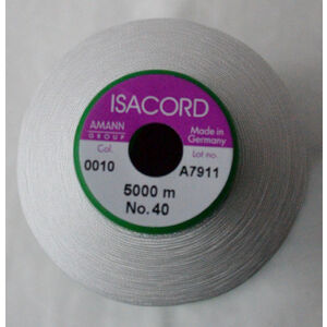 ISACORD 40 #0010 SILKY WHITE, 5000m, Universal Machine Embroidery Thread