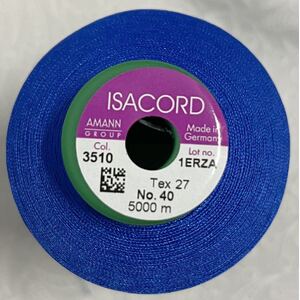 ISACORD 40 #3510 ELECTRIC BLUE, 5000m Universal Machine Embroidery Thread