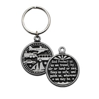 TRAVELLERS PRAYER KeyRing Metal Token With Message, 37mm Diameter