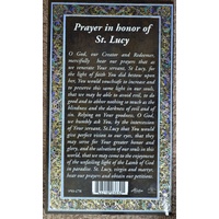Pewter Saint Lucy Medal Pendant, 15 x 24mm Oval, Stainless Steel Chain & Biography