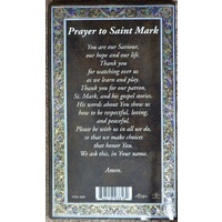 Pewter Saint Mark Medal Pendant, 15 x 24mm Oval, Stainless Steel Chain & Biography