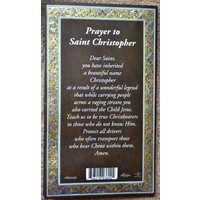 Pewter Saint CHRISTOPHER Medal Pendant, 15 x 24mm Oval, Stainless Steel Chain & Biography