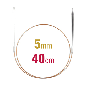 Addi Circular Knitting Needle 40cm x 5.00mm White Brass Tips, Gold Cords
