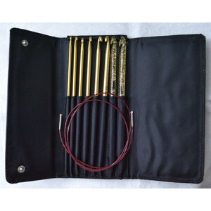 Addi Addiclick Knooking, Crochet Assorted Pouch, Addiclick Aluminium/Plastic Anodised Gold