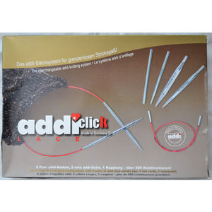 Addi Addiclick Case, Circular Assorted Pouch, Lace Short Mix, 8 Needles, 5 Cords
