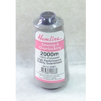 HEMLINE Overlocker & Sewing Thread 2000m Cone, GREY, 100% Polyester