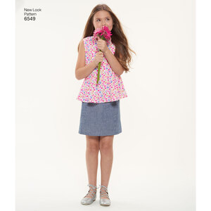 New Look Pattern 6549 Girls' Top, Skirt and Pants