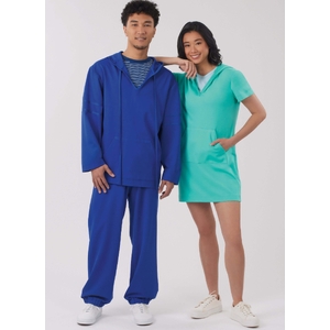 Unisex Knit Hoodie & Trousers & Misses’ Knit Dress, New Look Sewing Pattern 6818