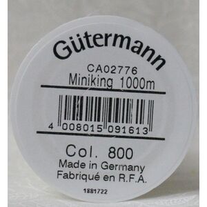 Gutermann Miniking #800 WHITE, 1000m Universal Sewing / Overlocking Thread