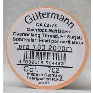 Gutermann Tera 180, 2000m Overlocking / Sewing Thread Col 702 DARK GREY