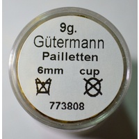Gutermann 6mm Cup Sequins, 9 gram Tub, GOLD Colour, Highest Quality