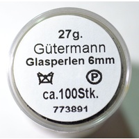 GUTERMANN CREATIV GLASS BEADS, Size 6mm, 27 gram TUB, BLACK, HIGHEST QUALITY