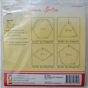 Sew Easy Mini Hexagon 8 Piece Template Set, 3/4" to 3", Quilting Templates
