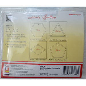 Sew Easy Mini Triangle 8 Piece Template Set, 3/4" to 3", Great Quilting Templates