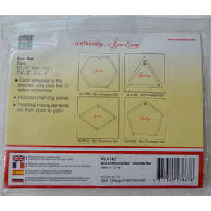 Sew Easy Mini Diamonds 8 Piece Template Set, 3/4" to 3", Great Quilting Templates
