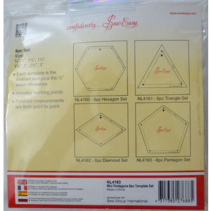 Sew Easy Mini Pentagons 8 Piece Template Set, 3/4" to 3", Great Quilting Templates
