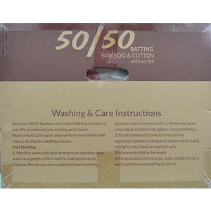 Natural Bamboo and Cotton Batting 50/50 with Scrim, 254cm (100") Wide, 15 Metre Roll