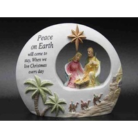 Nativity Scene, Battery Operated LED, 150 x 110mm, Resin, Peace On Earth