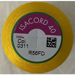 ISACORD 40 #0311 CANARY YELLOW 1000m Machine Embroidery Sewing Thread