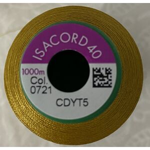 ISACORD 40 #0721 ANTIQUE GOLD 1000m Machine Embroidery Sewing Thread