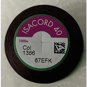 ISACORD 40 #1366 MAHOGANY 1000m Machine Embroidery Sewing Thread