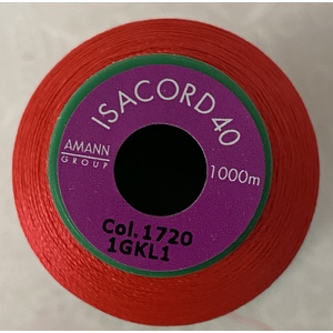 ISACORD 40 #1720 NOT QUITE RED 1000m Machine Embroidery Sewing Thread